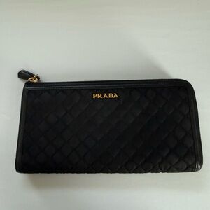 Authentic Prada Tessuto Nylon Quilted Zip around Wallet